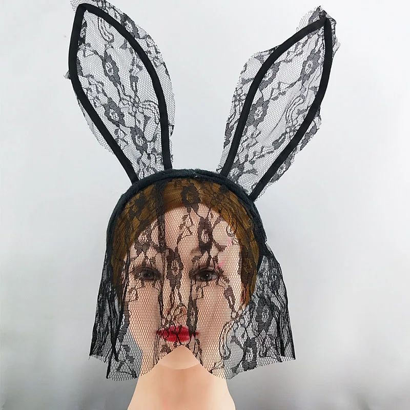 Kids Face Mask - 파티 토끼 귀 머리띠, 레이스 아이