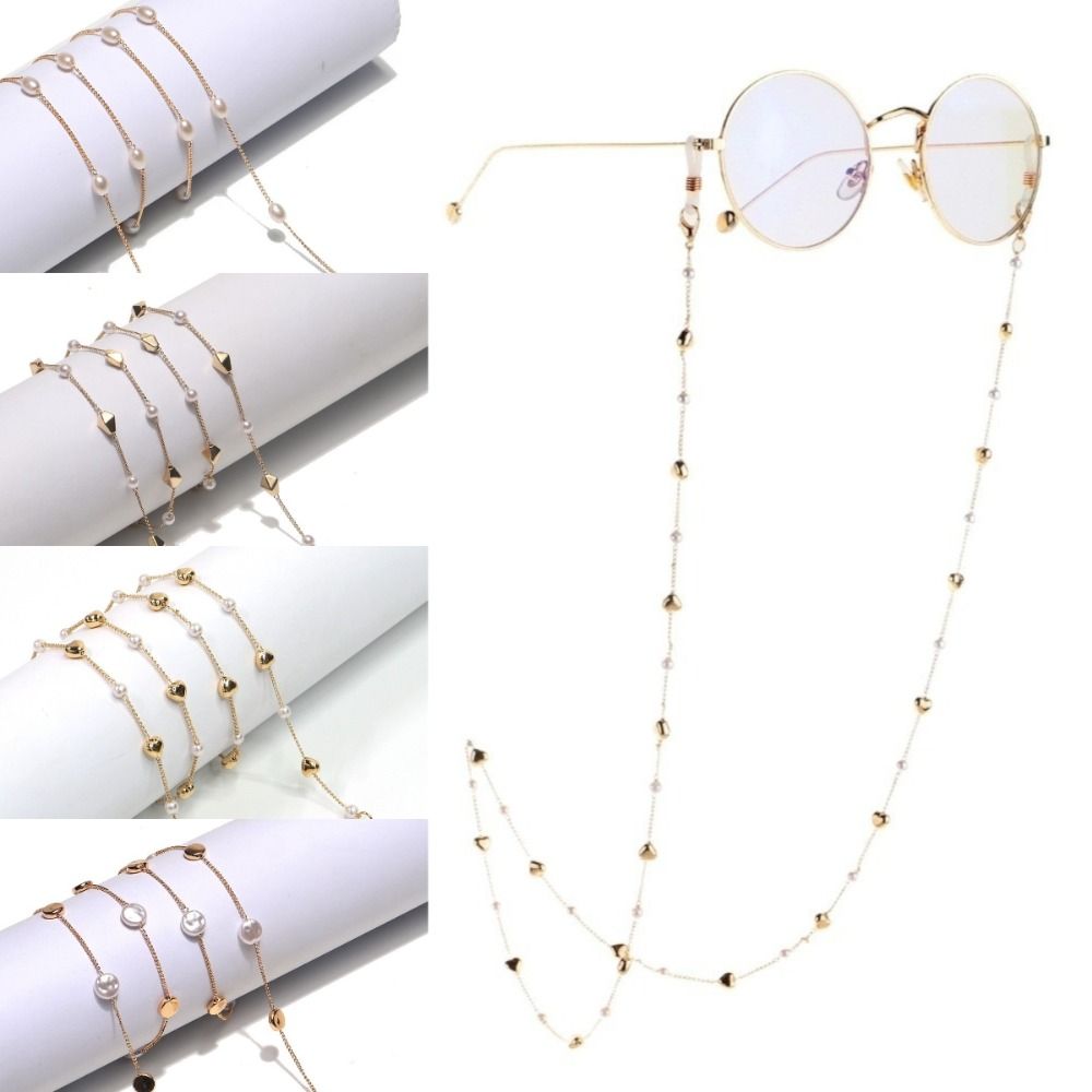 Mask Lanyard Adjustable - 럭셔리 분실방지 선글라스 체인 진주 70cm