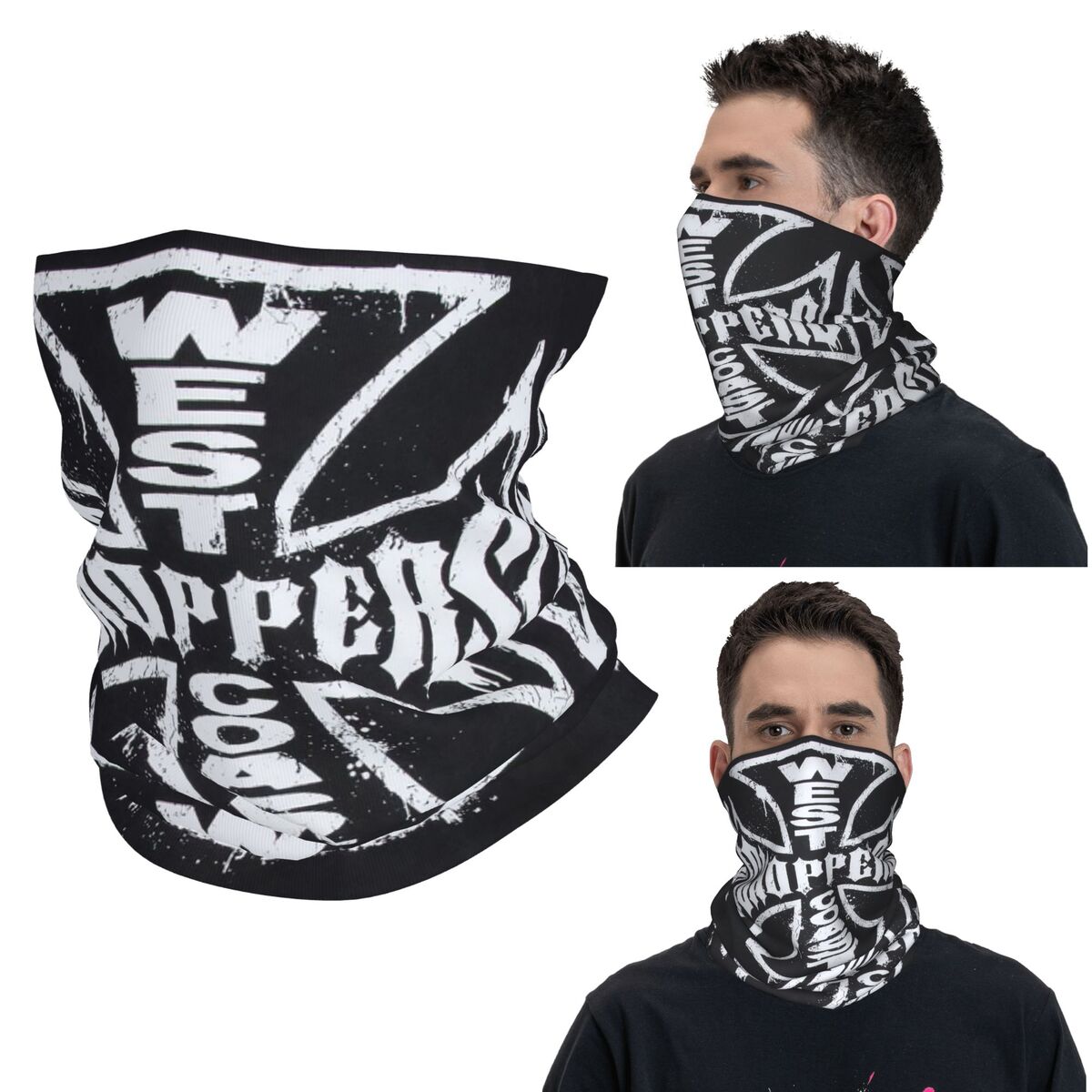 Neck Gaiter Face Cover - 웨스트 코스트 아이언 크로스 초퍼스 반다나