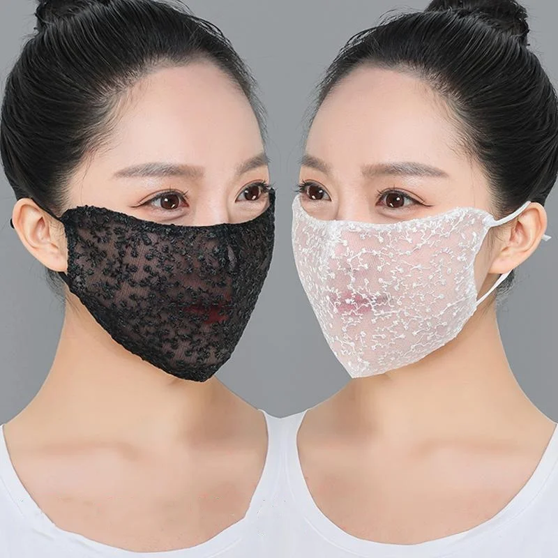 1/2pc 블랙 화이트 레이스 페이스 마스크 재사용 가 - Cloth Face Mask Washable 리뷰 및 가격