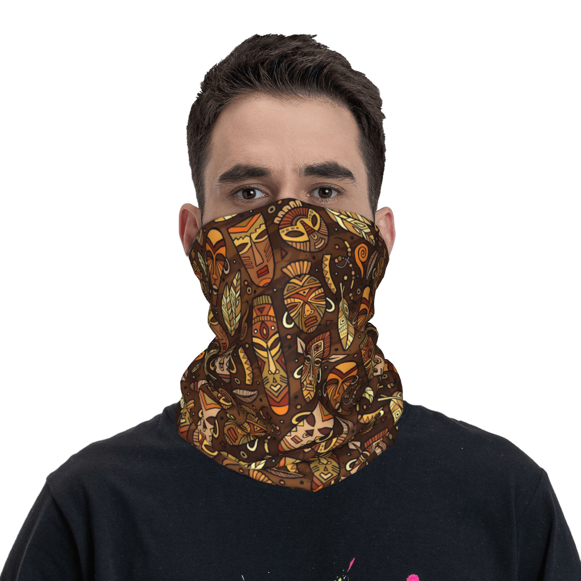 커스텀 트라이벌 마스크 패턴 반다나 넥 게이터 UV 차 - Neck Gaiter Face Cover 리뷰 및 가격