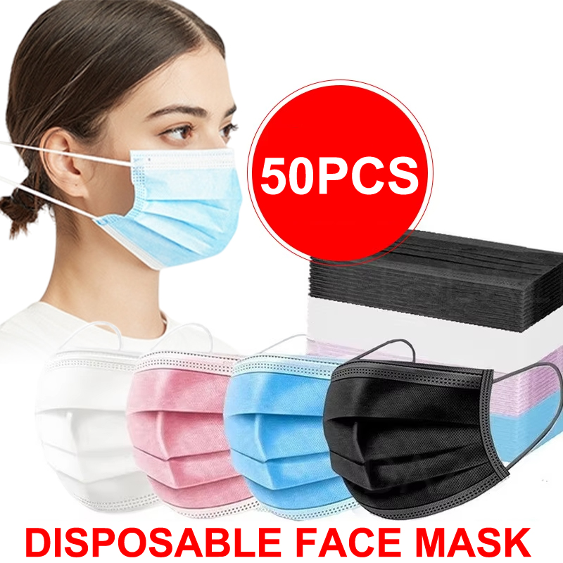 50Pcs 3 레이어 마스크 페이스 마스크 멜트 블로운 - Disposable Mask Blue 리뷰 및 가격